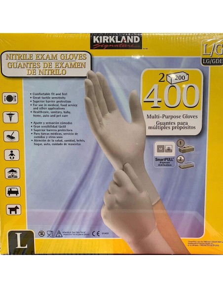 Kirkland Signature Guantes de Nitrilo 400 Unidades TALLA L