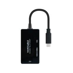 Adaptador USB C a VGA/HDMI/DVI NANOCABLE 10.16.4301-ALL 20 cm Negro 4K Ultra HD