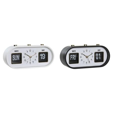 Reloj Despertador DKD Home Decor 20 x 6 x 9,5 cm Negro Blanco PVC (2 Unidades)