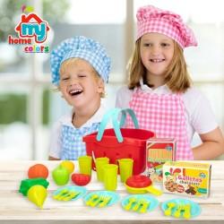 Set de Alimentos de Juguete Colorbaby Menaje y utensilios de cocina 33 Piezas (12 Unidades)