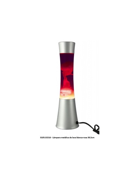 Lampara Metalica de Lava Blanca-Rosa 39,5cm