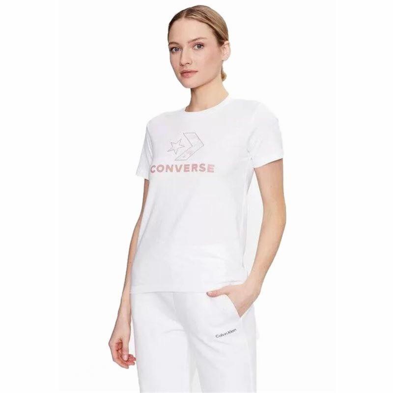 Camiseta de Manga Corta Mujer Converse Seasonal Star Chevron Blanco