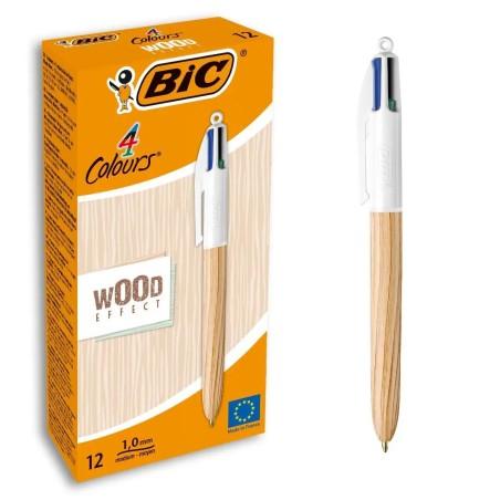 Bolígrafo Bic Wood Effect Multicolor 0,32 mm (12 Piezas)