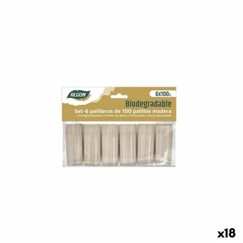 Palillos Dentales Algon Madera 600 Piezas (18 Unidades)