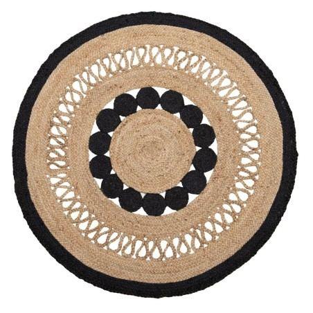 Alfombra 120 x 120 x 1 cm Natural Negro Yute