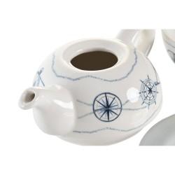 Juego de Tetera DKD Home Decor Azul Blanco 750 ml Dolomita (3 Unidades)