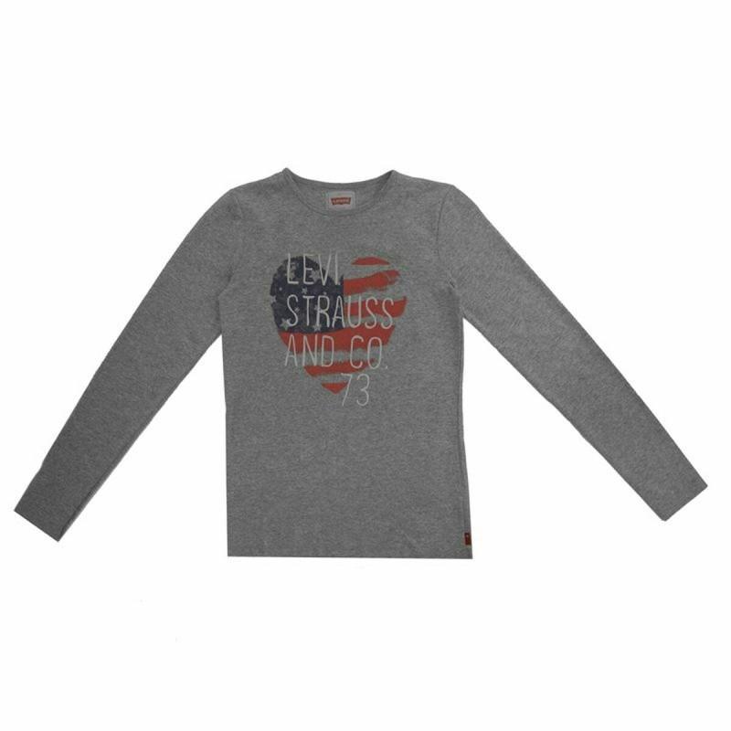 Camiseta de Manga Larga Infantil Levi's Fille Gris oscuro