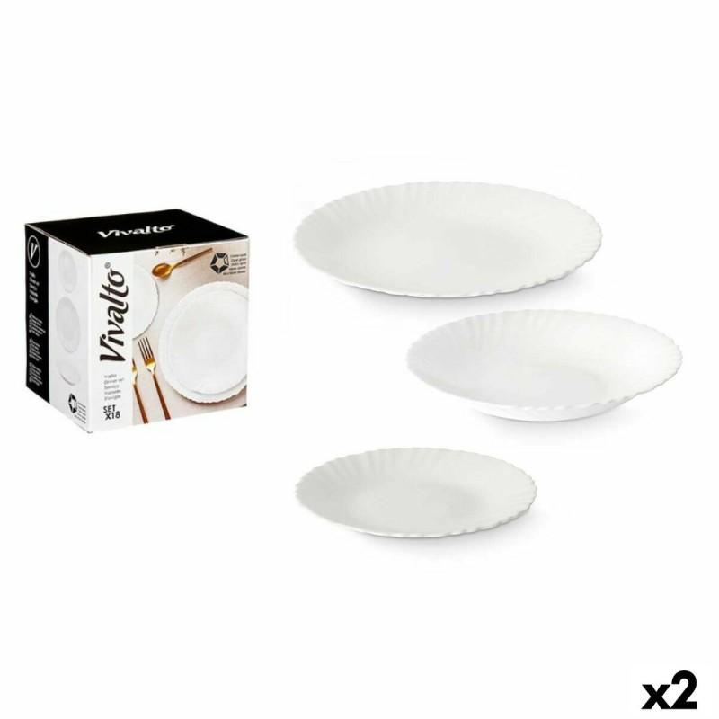 Set de Vajilla Blanco Vidrio (2 Unidades) 18 Piezas