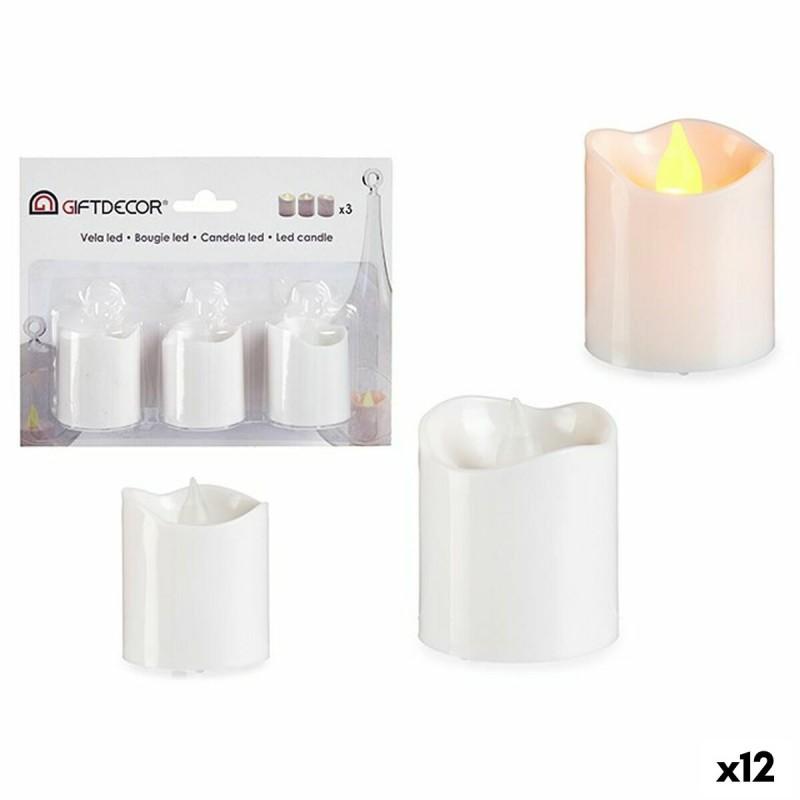 Set de Velas 3,7 x 3,7 x 5 cm Blanco (12 Unidades)