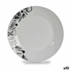 Plato Llano Ø 24,4 cm Negro Blanco Porcelana Pasta (10 Unidades)