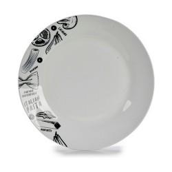 Plato Llano Ø 24,4 cm Negro Blanco Porcelana Pasta (10 Unidades)