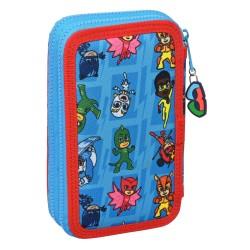 Plumier Doble PJ Masks Azul 12.5 x 19.5 x 4 cm (28 piezas)