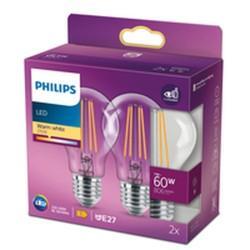 Bombilla LED Philips Classic 60 W Blanco E E27 (2700 K) (2 Unidades)