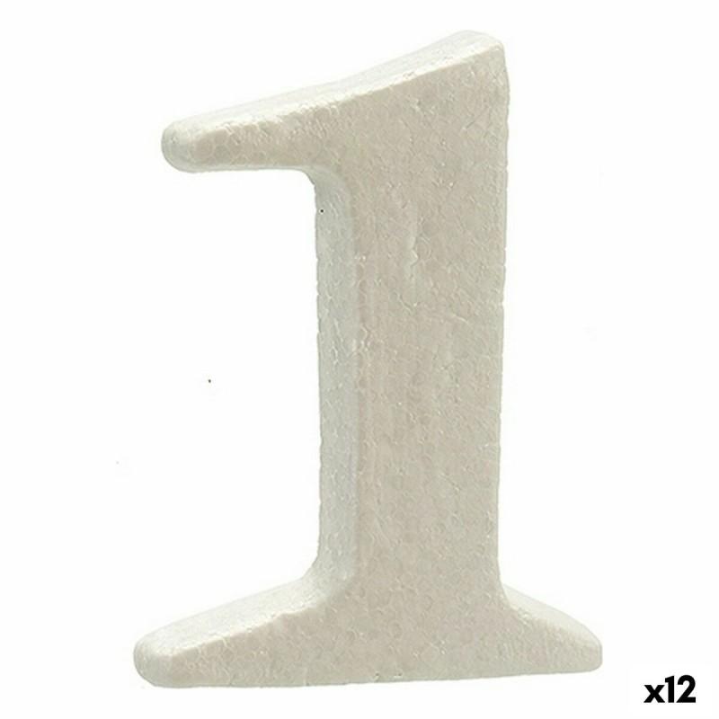 Número 1 Blanco Poliestireno 2 x 15 x 10 cm (12 Unidades)