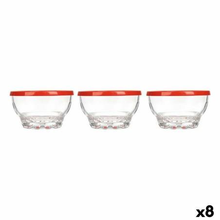 Set de Cuencos Karaman Rojo Transparente Vidrio Polietileno Ø 10,5 cm 275 ml (8 Unidades)