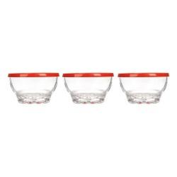 Set de Cuencos Karaman Rojo Transparente Vidrio Polietileno Ø 10,5 cm 275 ml (8 Unidades)