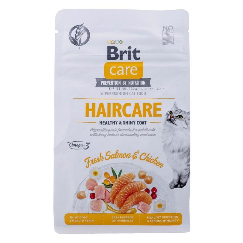 Comida para gato Brit Care Grain Free Haircare Healthy & Shiny Coat Adulto Pollo Salmón 400 g