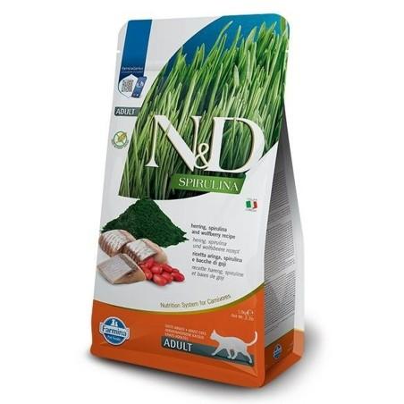 Comida para gato Farmina N&D Spirulina Herring Hierba gatera Adulto 1,5 Kg