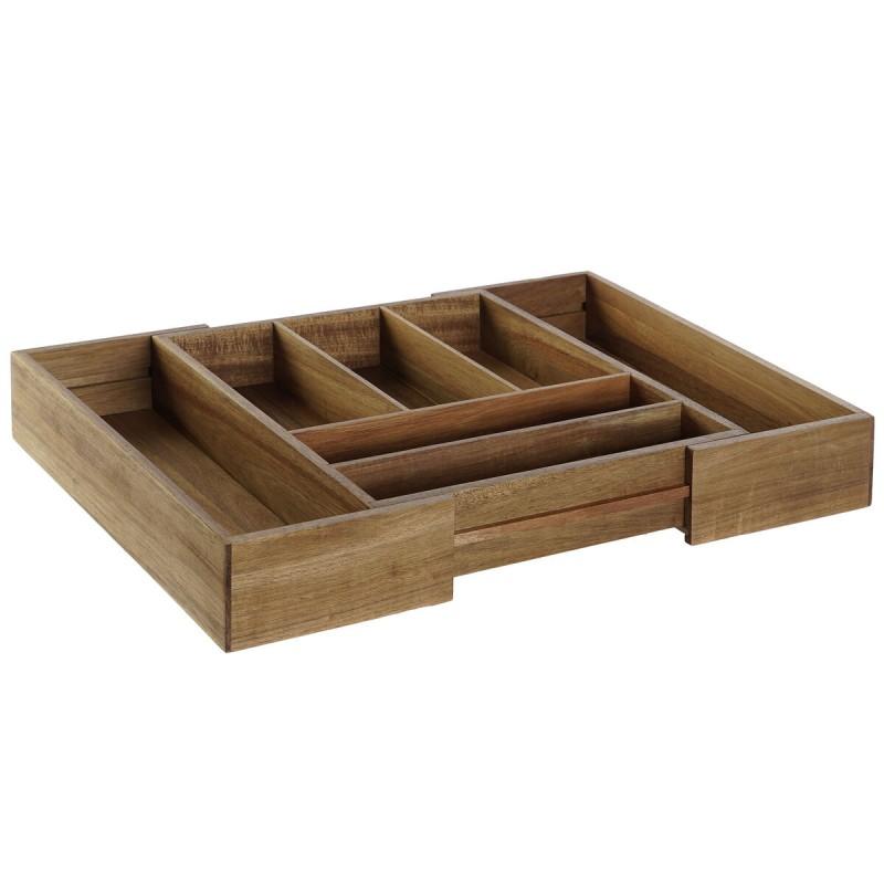 Organizador para Cubiertos DKD Home Decor Natural Acacia 35 x 30 x 7 cm