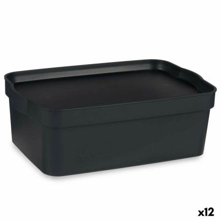 Caja de Almacenaje con Tapa Antracita Plástico 6 L 21 x 11 x 32 cm (12 Unidades)