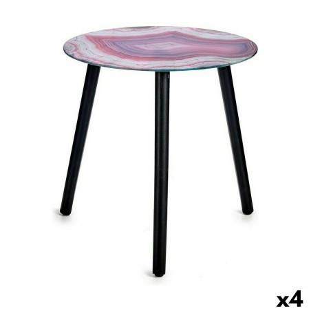 Mesa auxiliar Mármol Negro Rosa Cristal 40 x 41,5 x 40 cm (4 Unidades)