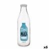 Botella de Cristal Transparente Metal Vidrio 1 L Leche (6 Unidades)