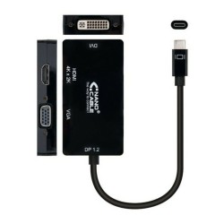 Adaptador USB-C a VGA/HDMI/DVI NANOCABLE 10.16.4301-BK (10 cm) Negro 10 cm