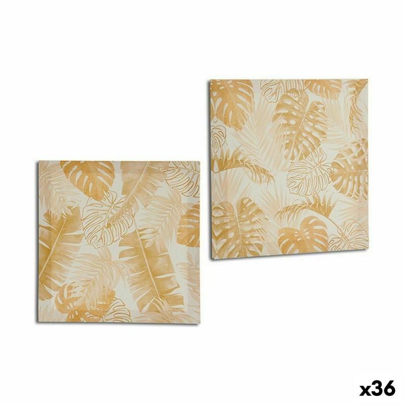 Lienzo Hoja de planta Dorado 28 x 28 x 1,5 cm (36 Unidades)