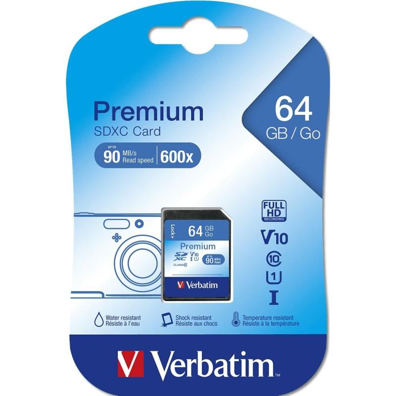 Tarjeta de Memoria SD Verbatim PREMIUM SDXC C10/U1 64 GB 2 g