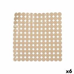 Alfombrilla Antideslizante para Ducha Beige PVC 54 x 54 x 1 cm (6 Unidades)