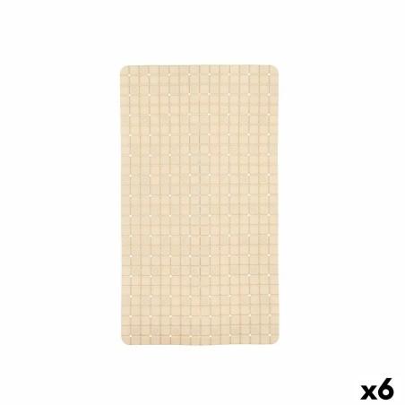 Alfombrilla Antideslizante para Ducha Cuadros Beige PVC 67,7 x 38,5 x 0,7 cm (6 Unidades)