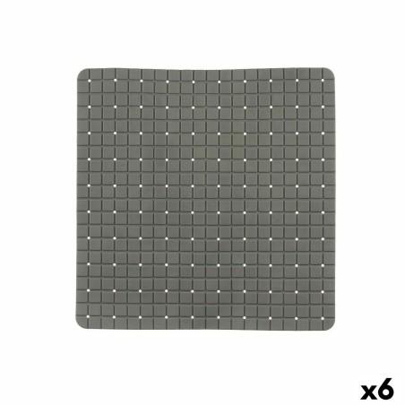 Alfombrilla Antideslizante para Ducha Cuadros Gris PVC 50,3 x 50,3 x 0,7 cm (6 Unidades)