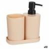 Set de Baño Negro Beige Polipropileno (12 Unidades)