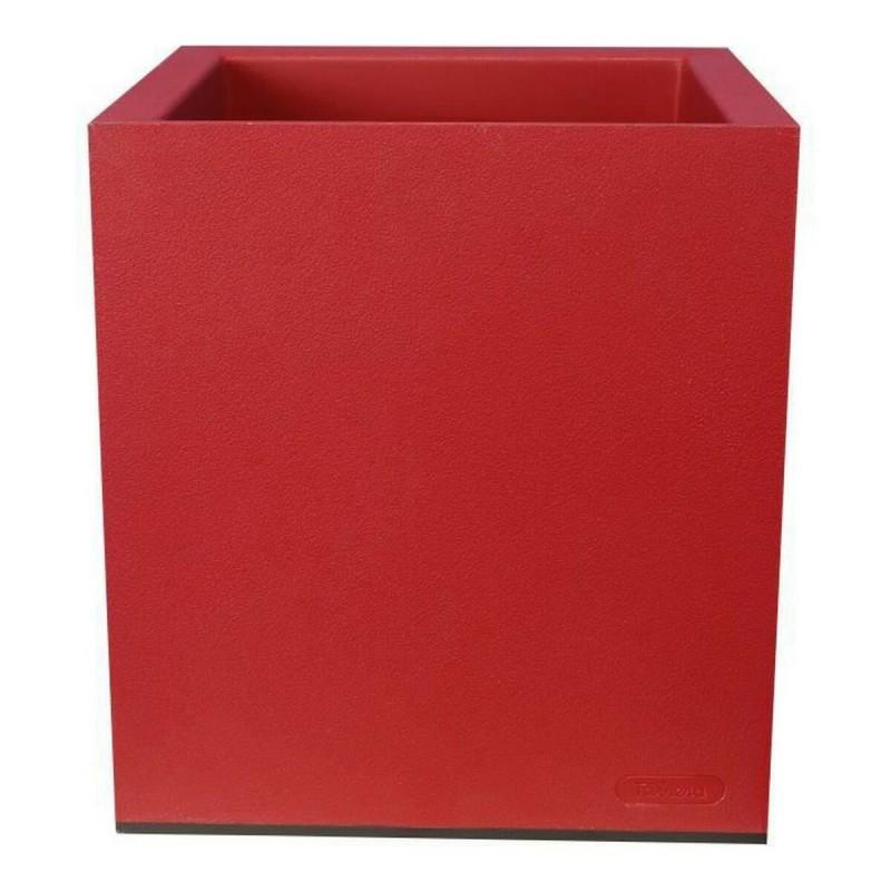 Maceta Riviera Rojo Plástico Cuadrada 40 x 40 cm