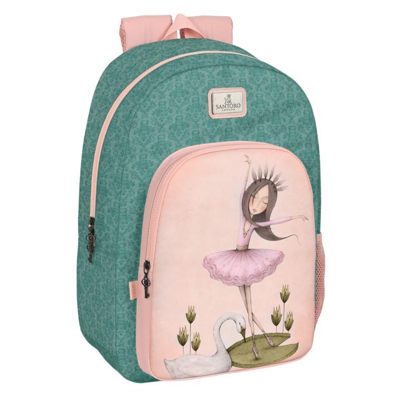 Mochila Escolar Santoro Swan lake Gris Rosa 30 x 46 x 14 cm