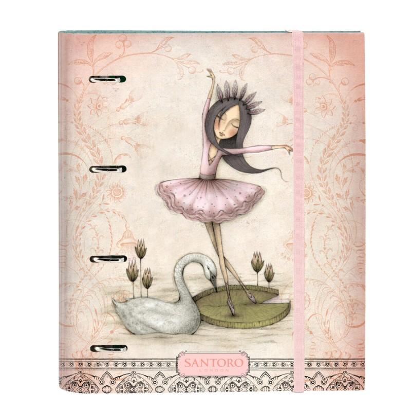 Carpeta de anillas Santoro Swan lake Gris Rosa 27 x 32 x 3.5 cm