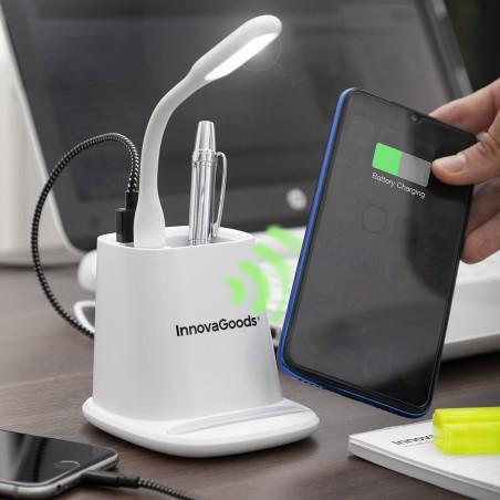 Cargador Inalámbrico con Soporte-Organizador y Lámpara LED USB 5 en 1 DesKing InnovaGoods