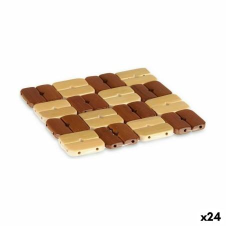 Salvamantel Set Cuadrado Bambú Marrón 13 x 2 x 13 cm (24 Unidades)