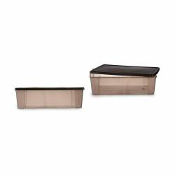 Caja de Almacenaje con Tapa Stefanplast Elegance Marrón Plástico 30 L 38,5 x 17 x 59,5 cm (6 Unidades)