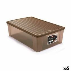 Caja de Almacenaje con Tapa Stefanplast Elegance Beige Plástico 38,5 x 17 x 59,5 cm (6 Unidades)