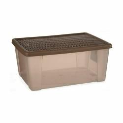 Caja de Almacenaje con Tapa Stefanplast Elegance Marrón Plástico 29 x 17 x 39 cm (6 Unidades)