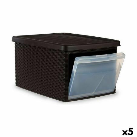 Caja de Almacenaje con Tapa Stefanplast Elegance Lateral Marrón Plástico 29 x 21 x 39 cm (5 Unidades)