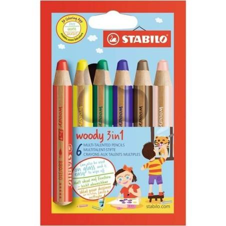 Lápices de colores Stabilo Woody 3 in 1 3 en 1 Multicolor