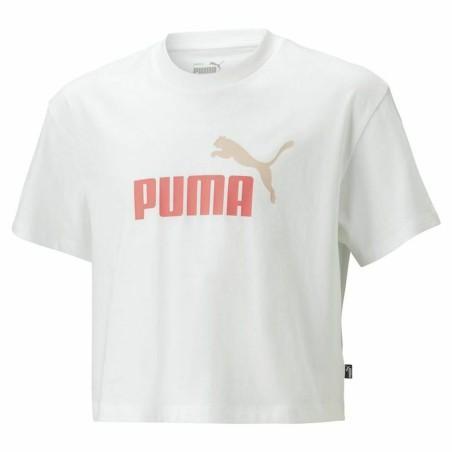 Camiseta de Manga Corta Infantil Puma Logo Cropped  Blanco