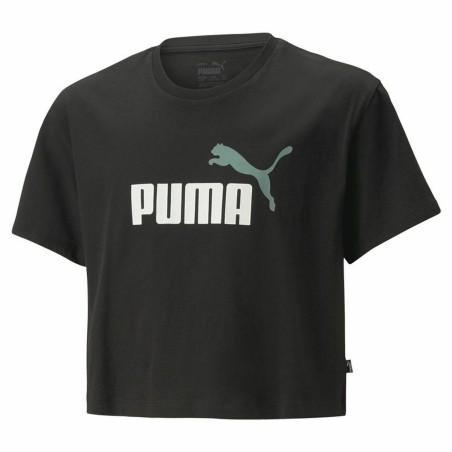 Camiseta de Manga Corta Infantil Puma Logo Cropped  Negro