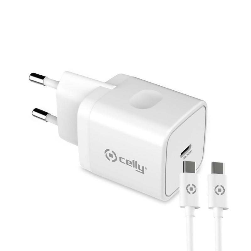 Cargador de Pared + Cable USB C Celly Blanco 20 W