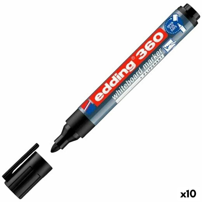 Rotulador para Pizarra Edding 360 Recargable Negro (10 Unidades)