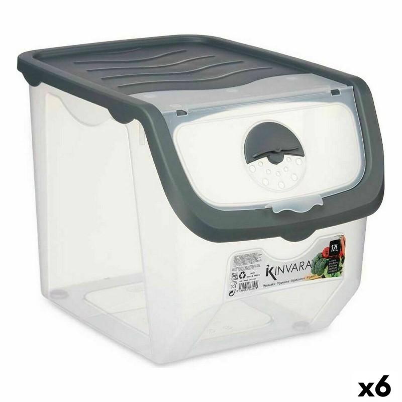 Caja Organizadora Apilable Antracita Plástico 31 x 24 x 23,5 cm (6 Unidades)