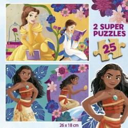 Set de 2 Puzzles Disney Princess Bella + Vaiana 25 Piezas