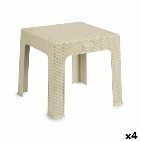 Mesa Infantil Rattan Crema Plástico 47 x 42,5 x 47 cm (4 Unidades)